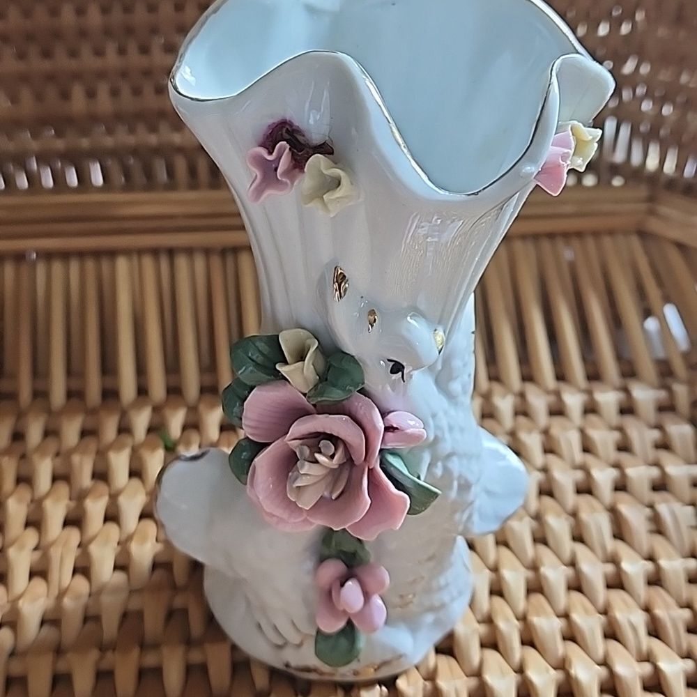 Vintage Sophia Ann Sitco Vase Floral Bird Vase Coquette